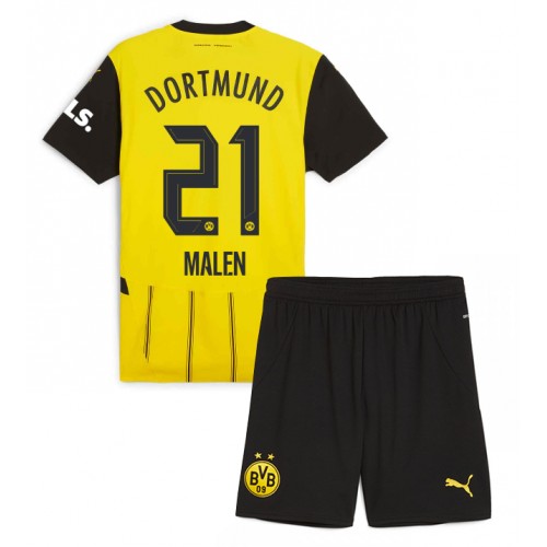 Borussia Dortmund Donyell Malen #21 Domaci Dres za djecu 2024-25 Kratak Rukav (+ Kratke hlače)